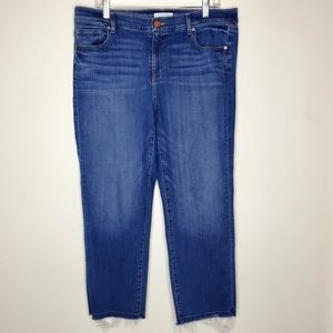 Ann Taylor LOFT Straight Crop Jeans Size 14 Stretch Denim